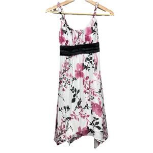 Vintage Y2K 90s Babydoll Sharkbite Dress Large Hoco Coquette‎ Floral Balletcore
